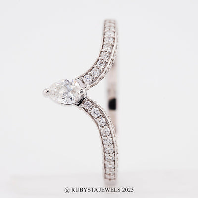 Pear Diamond Band affordable diamond Stacking band White diamond ring Stackable ring Anniversary ring - Rubysta