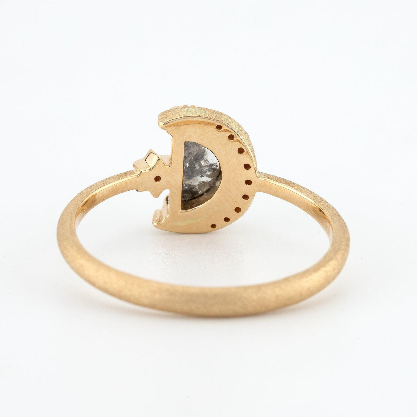 Crescent Diamond Ring Engagement ring Moon ring - Rubysta