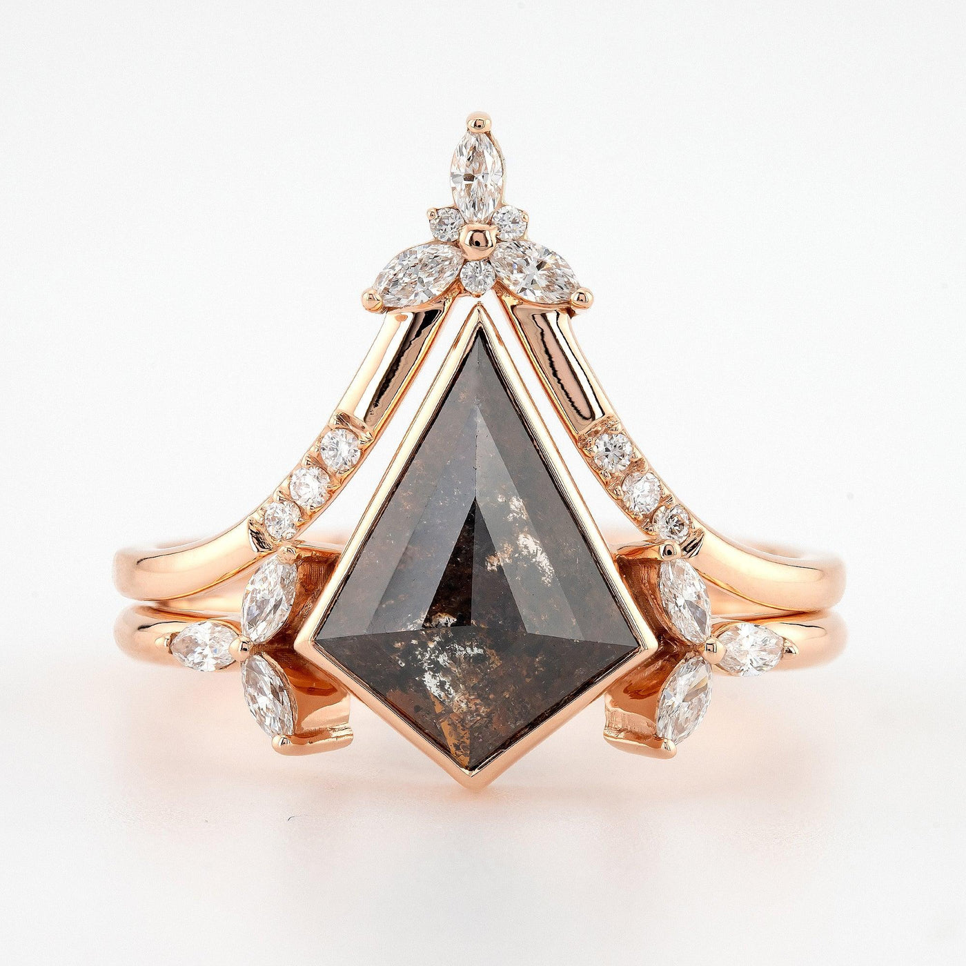 Salt and pepper diamond ring Kite diamond ring Engagement ring