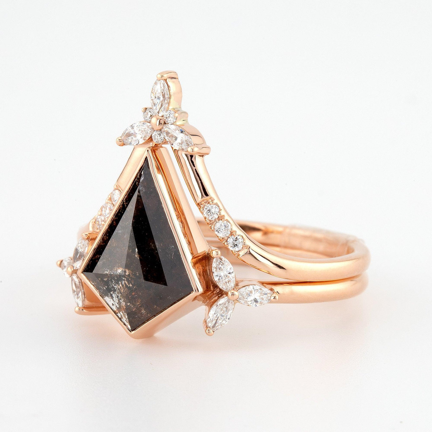 Salt and pepper diamond ring Kite diamond ring Engagement ring