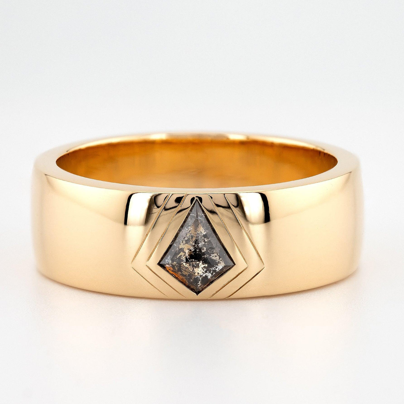 Salt and Pepper diamond Ring | Engagement Ring | Men's Ring | Kite Shape