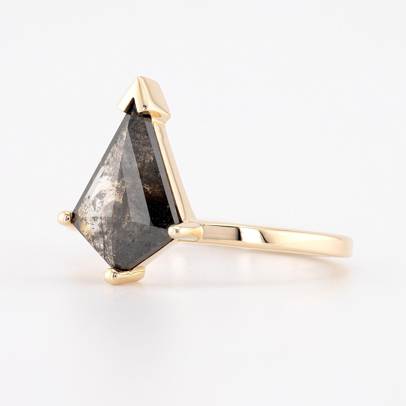 Salt and pepper kite diamond ring Engagement ring - Rubysta
