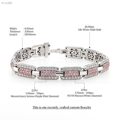Pink diamond Men's bracelet Women's bracelet Clear diamond Simulated bracelet - Rubysta