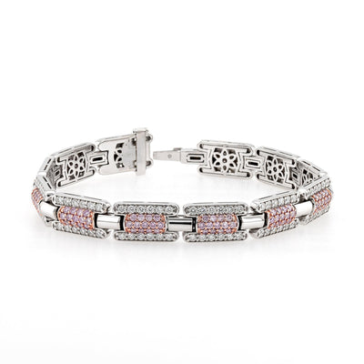 Pink diamond Men's bracelet Women's bracelet Clear diamond Simulated bracelet - Rubysta