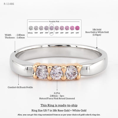 Natural Pink Round Diamond Ring for wedding and engagement - Rubysta