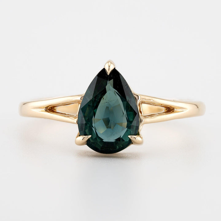 Teal Sapphire Pear Shape Ring | Teal Sapphire Engagement Ring | Teal Blue Sapphire Ring - Rubysta