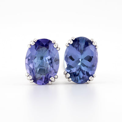 Oval Shape Blue Tanzanite Earrings - Rubysta