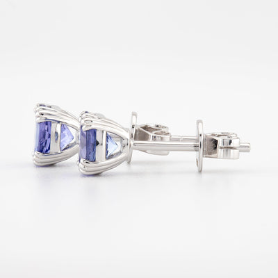 Round Shape Blue Tanzanite Earrings - Rubysta