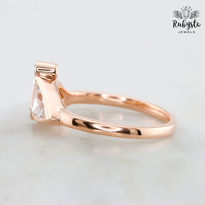 Lab Grown Diamond Ring with Kite, Trillion & Round Cuts | Art Deco Fan Design | 14K Solid Gold | Unique Engagement or Statement Ring