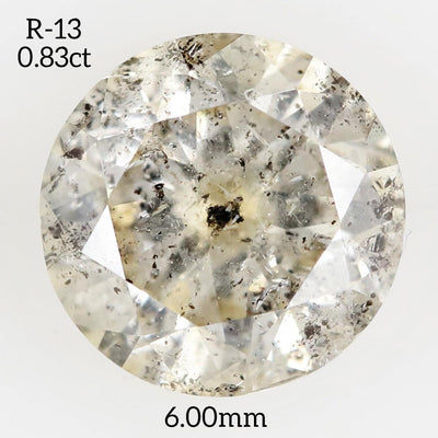 R13 - Salt and pepper round diamond - Rubysta