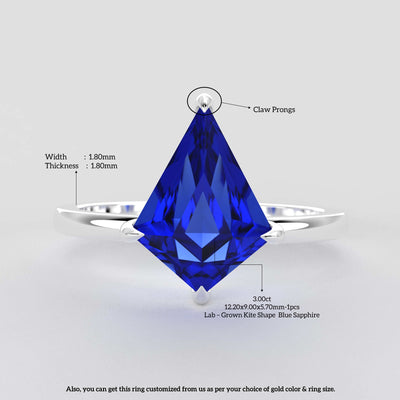 Bold Beauty: Blue Sapphire Kite Ring for Timeless Romance