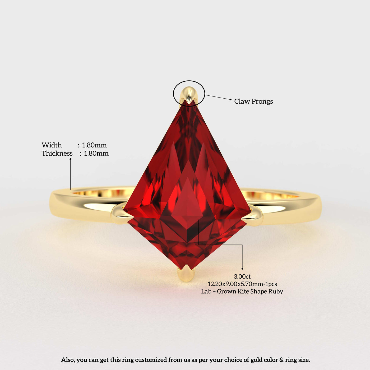 Bold Beauty: Red Ruby Kite Ring for Timeless Romance