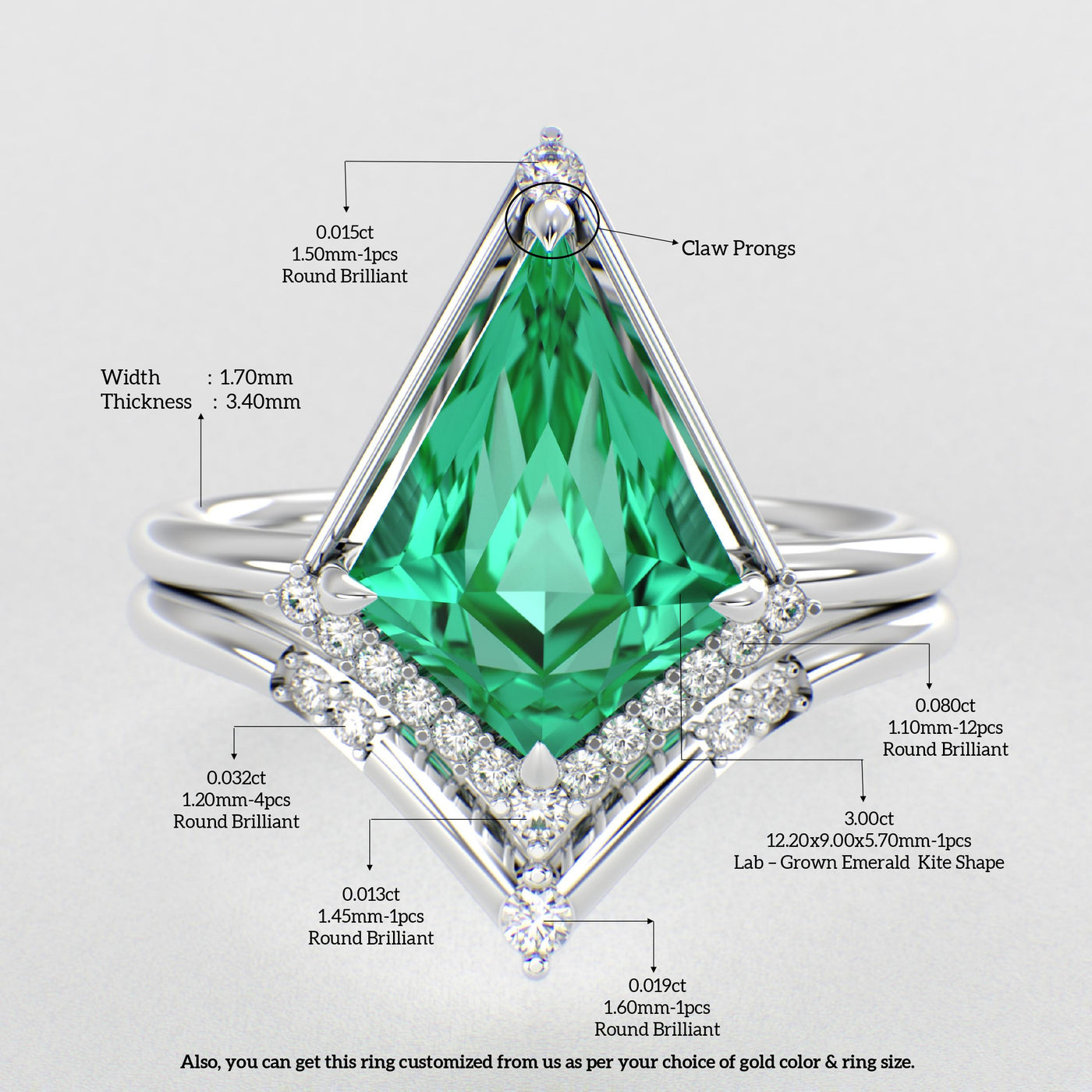 Eternal Elegance: Green Emerald Kite Shape Ring