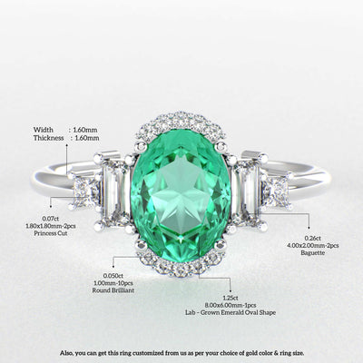 Green Emerald Magic: Oval, Baguette, and Princess Cut Diamonds in Perfect Harmony