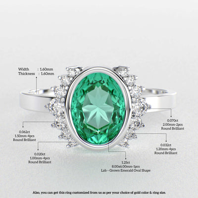 Green Emerald Royalty: Paired with Round Brilliance and Oval Elegance