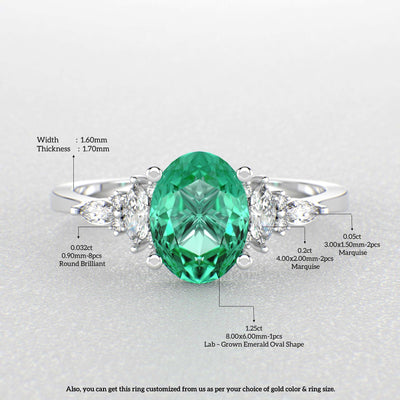 The Royal Blend: Green Emerald and Oval, Marquise, and Round Diamonds