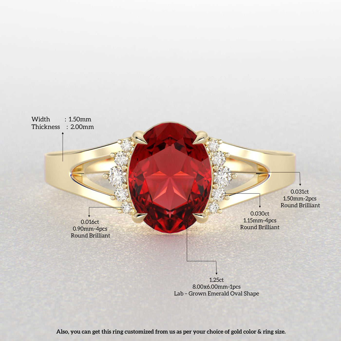 Gleaming Oval & Round Red Ruby Ring with Brilliant Sparkle