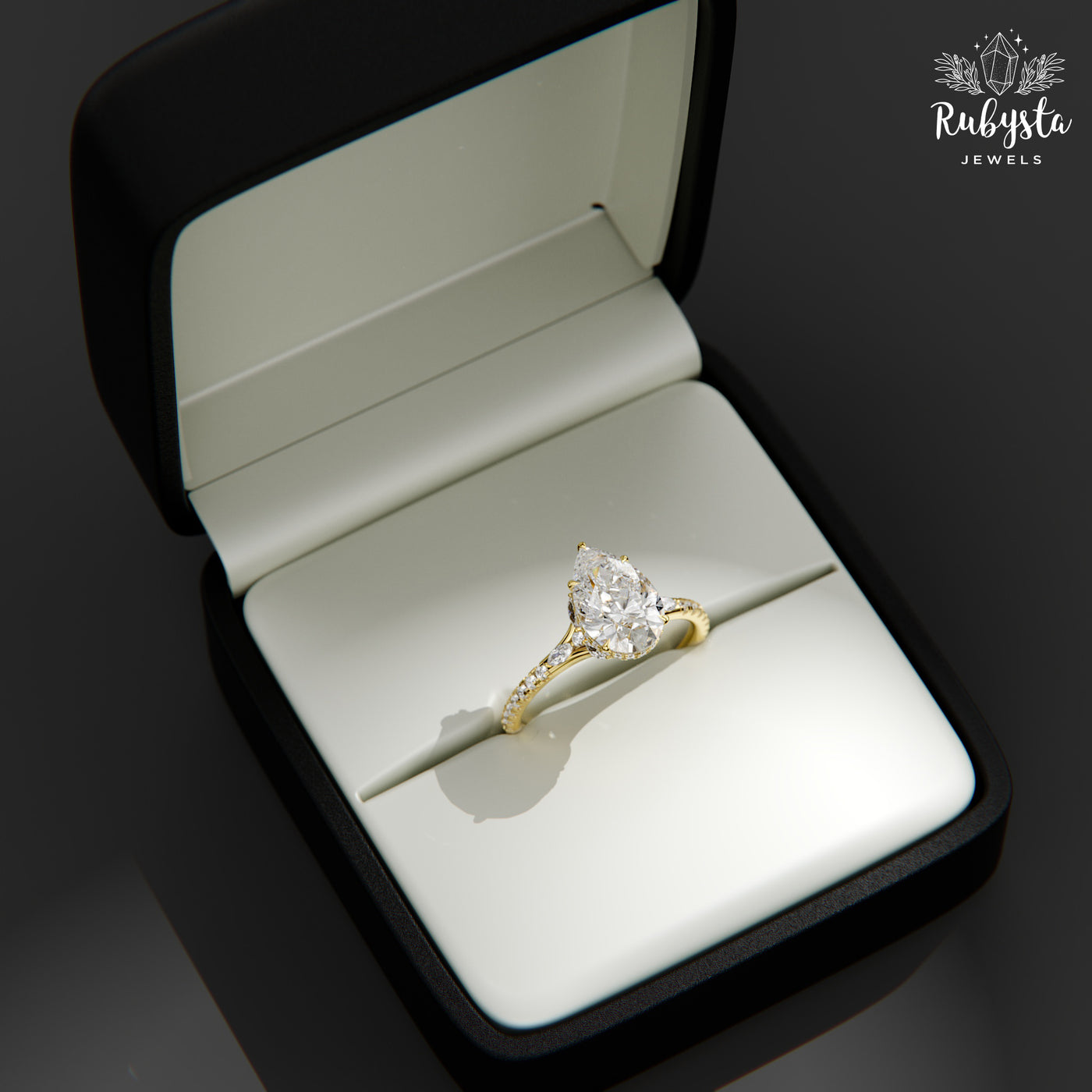 2 Carat Pear Cut Lab Grown Diamond 5 Stone Engagement Ring