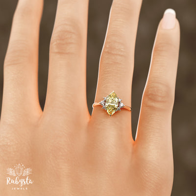 Golden Radiance – 2.00 CT Yellow Marquise Lab-Grown Diamond Ring in Custom Solid Gold