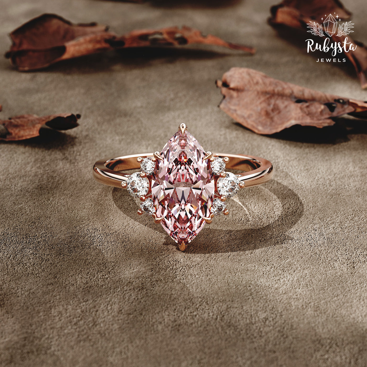 Blush Aurora – 2.00 CT Pink Marquise Lab-Grown Diamond Ring in Custom Solid Gold