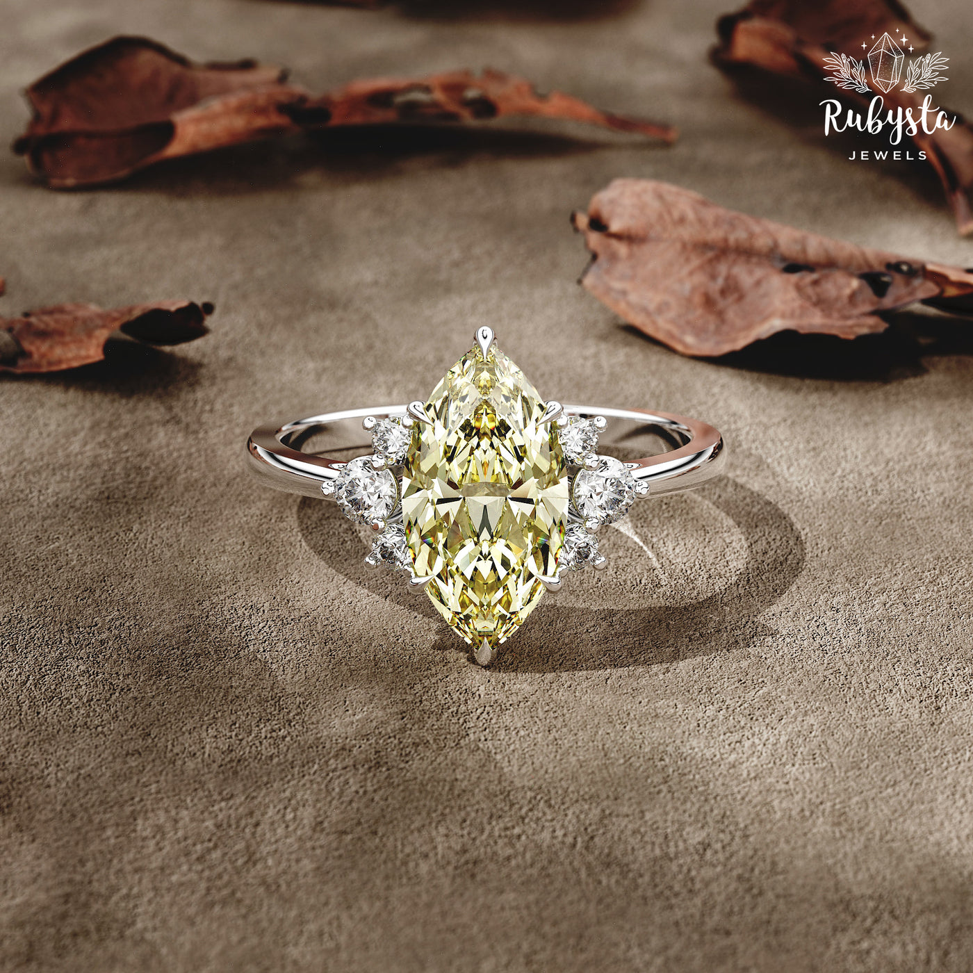Golden Radiance – 2.00 CT Yellow Marquise Lab-Grown Diamond Ring in Custom Solid Gold