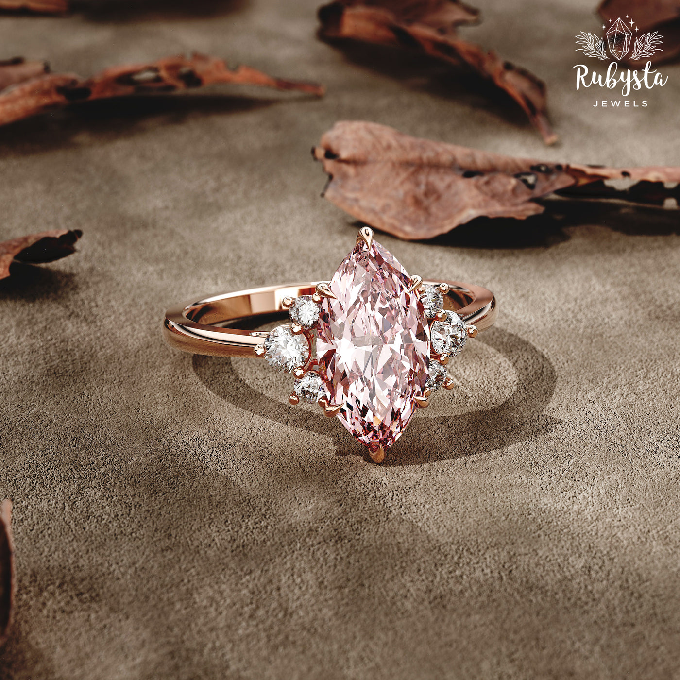Blush Aurora – 2.00 CT Pink Marquise Lab-Grown Diamond Ring in Custom Solid Gold