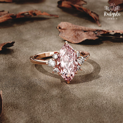 Blush Aurora – 2.00 CT Pink Marquise Lab-Grown Diamond Ring in Custom Solid Gold