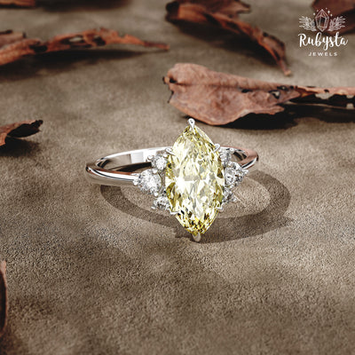 Golden Radiance – 2.00 CT Yellow Marquise Lab-Grown Diamond Ring in Custom Solid Gold