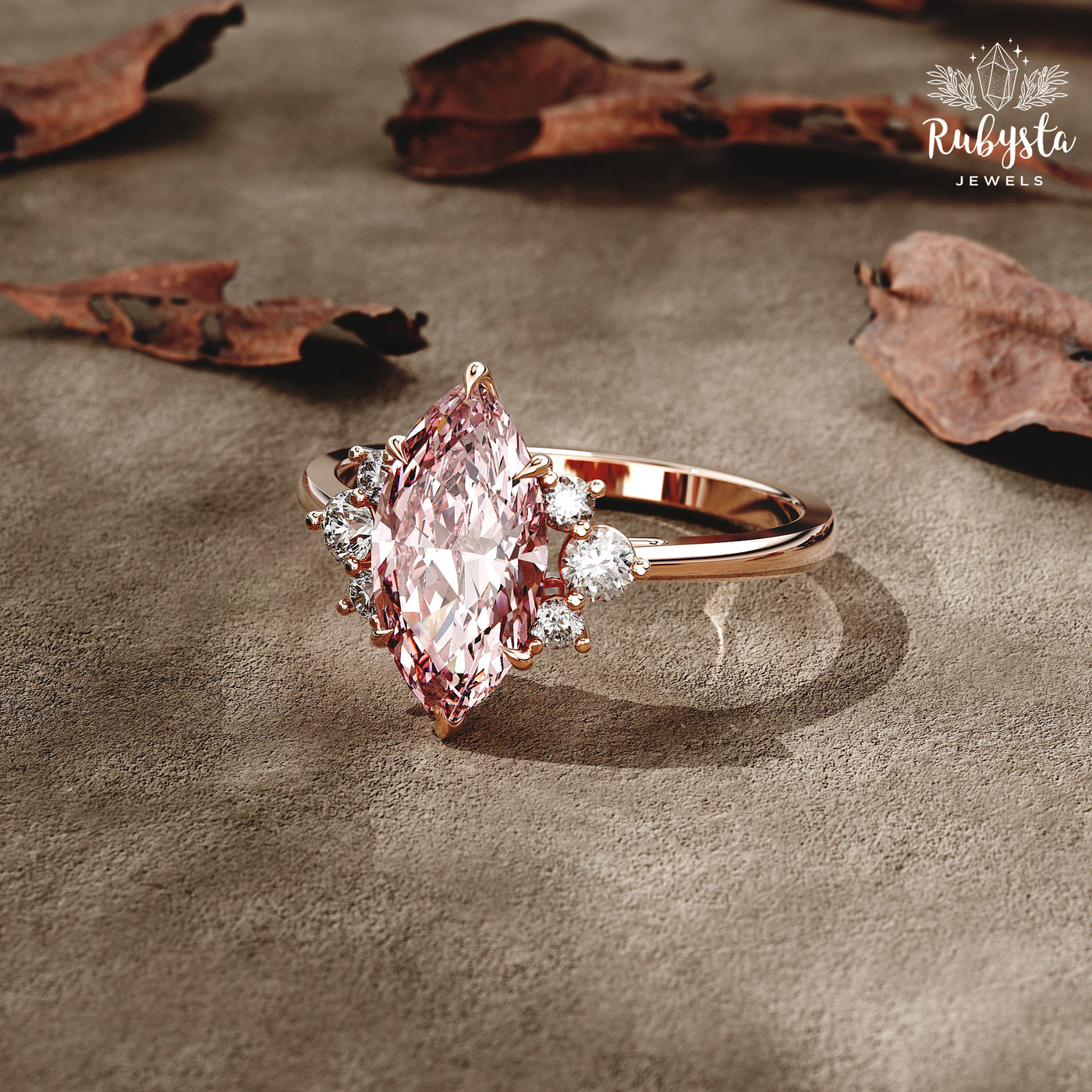 Blush Aurora – 2.00 CT Pink Marquise Lab-Grown Diamond Ring in Custom Solid Gold