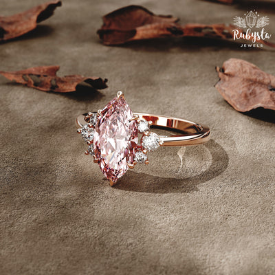 Blush Aurora – 2.00 CT Pink Marquise Lab-Grown Diamond Ring in Custom Solid Gold