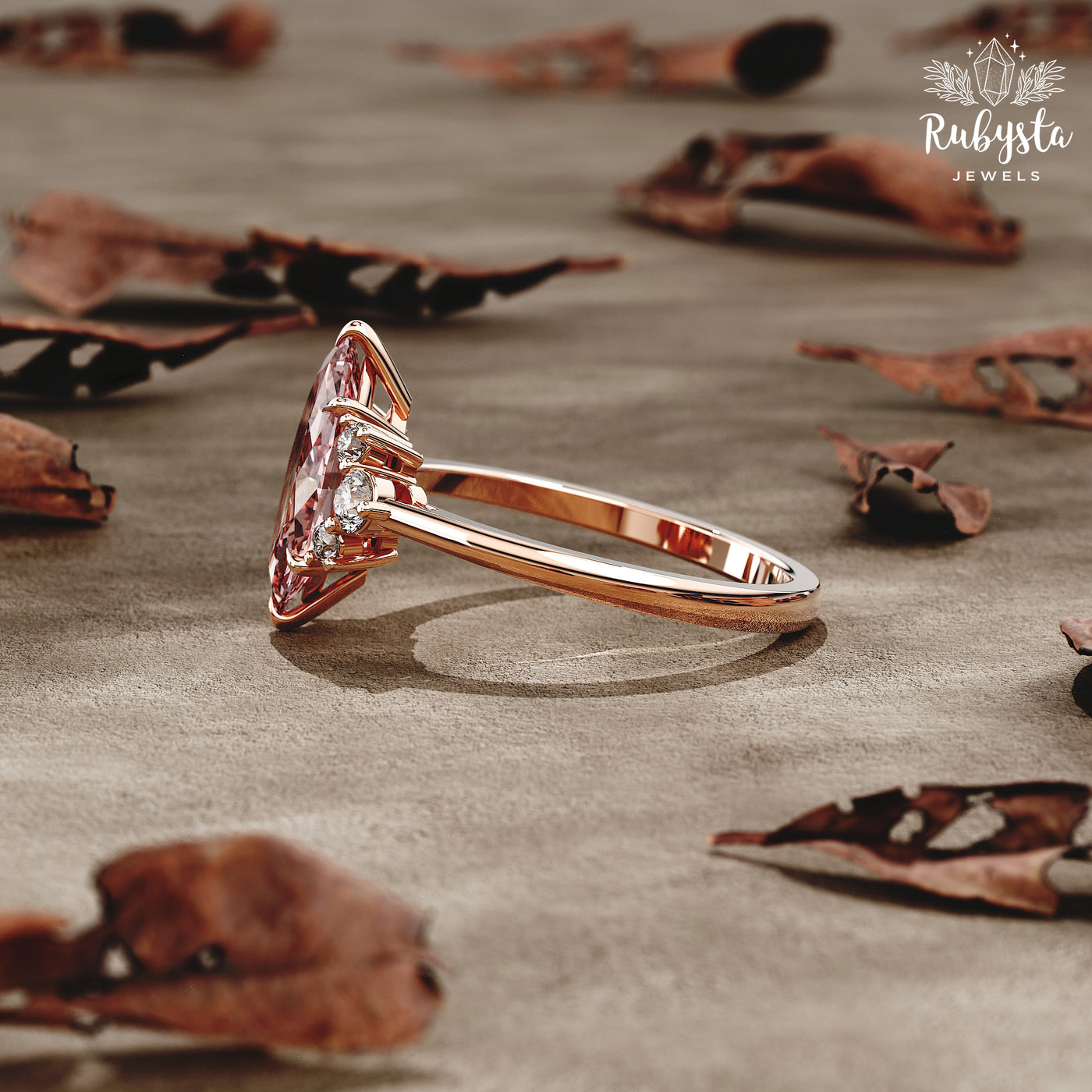 Blush Aurora – 2.00 CT Pink Marquise Lab-Grown Diamond Ring in Custom Solid Gold