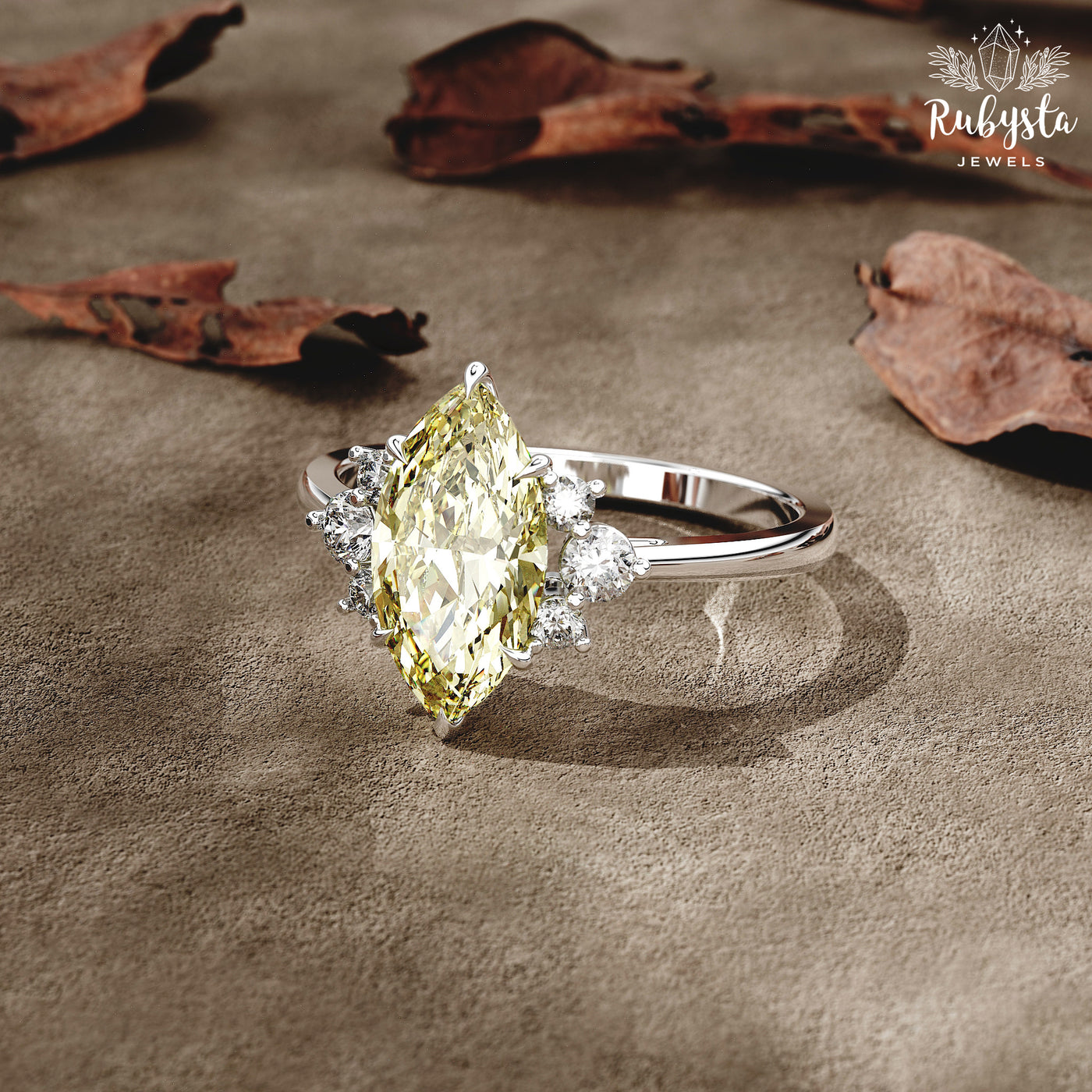 Golden Radiance – 2.00 CT Yellow Marquise Lab-Grown Diamond Ring in Custom Solid Gold