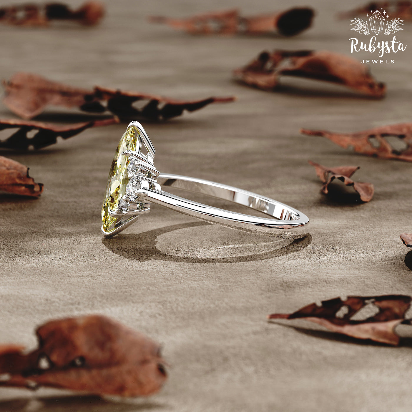 Golden Radiance – 2.00 CT Yellow Marquise Lab-Grown Diamond Ring in Custom Solid Gold