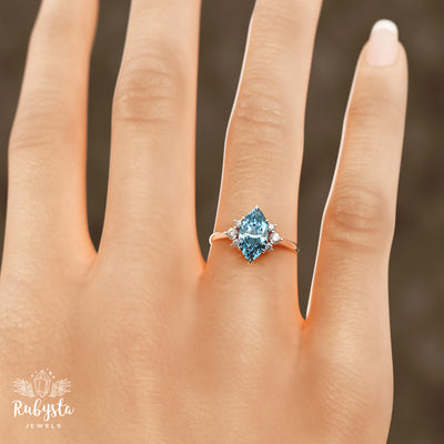2.00 CT Blue Marquise Lab-Grown Diamond Engagement Ring – EF/VS Clarity, White Gold Customizable