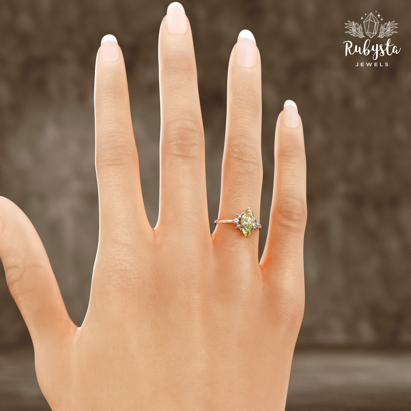 Golden Radiance – 2.00 CT Yellow Marquise Lab-Grown Diamond Ring in Custom Solid Gold
