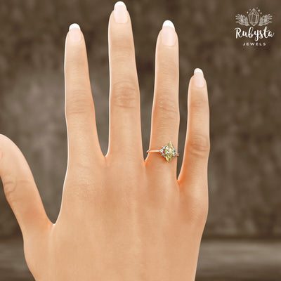 Golden Radiance – 2.00 CT Yellow Marquise Lab-Grown Diamond Ring in Custom Solid Gold