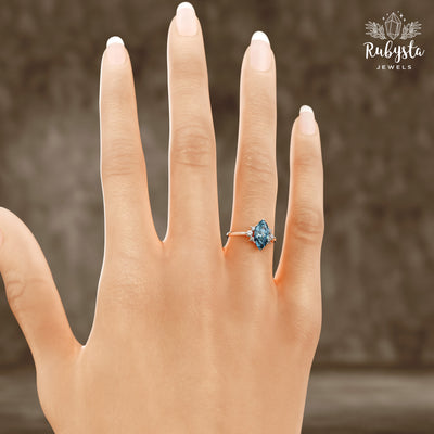 2.00 CT Blue Marquise Lab-Grown Diamond Engagement Ring – EF/VS Clarity, White Gold Customizable