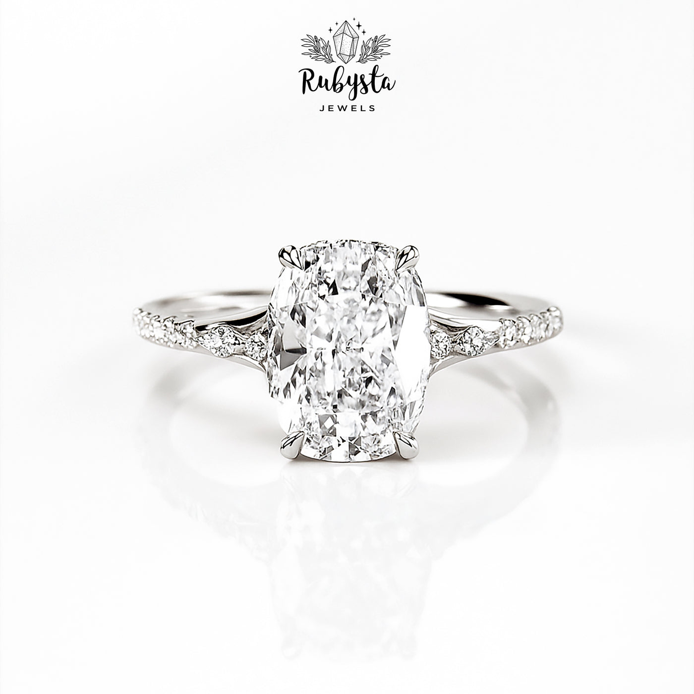 2.00ct Cushion Cut Diamond Ring | 14k Yellow Gold | Claw Prong | Round & Marquise Diamonds | Hidden Halo Engagement Ring