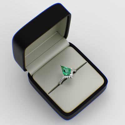 Green Lab Grown Emerald Kite shape | Engagement ring | Unique Ring | Kite ring | Valentine Gift for Her