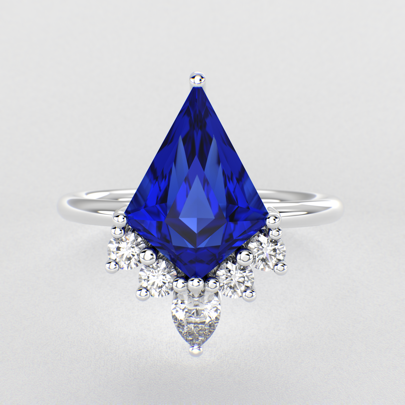 Blue Sapphire Kite-Shaped Ring | Perfect Engagement or Valentine’s Gift for Her