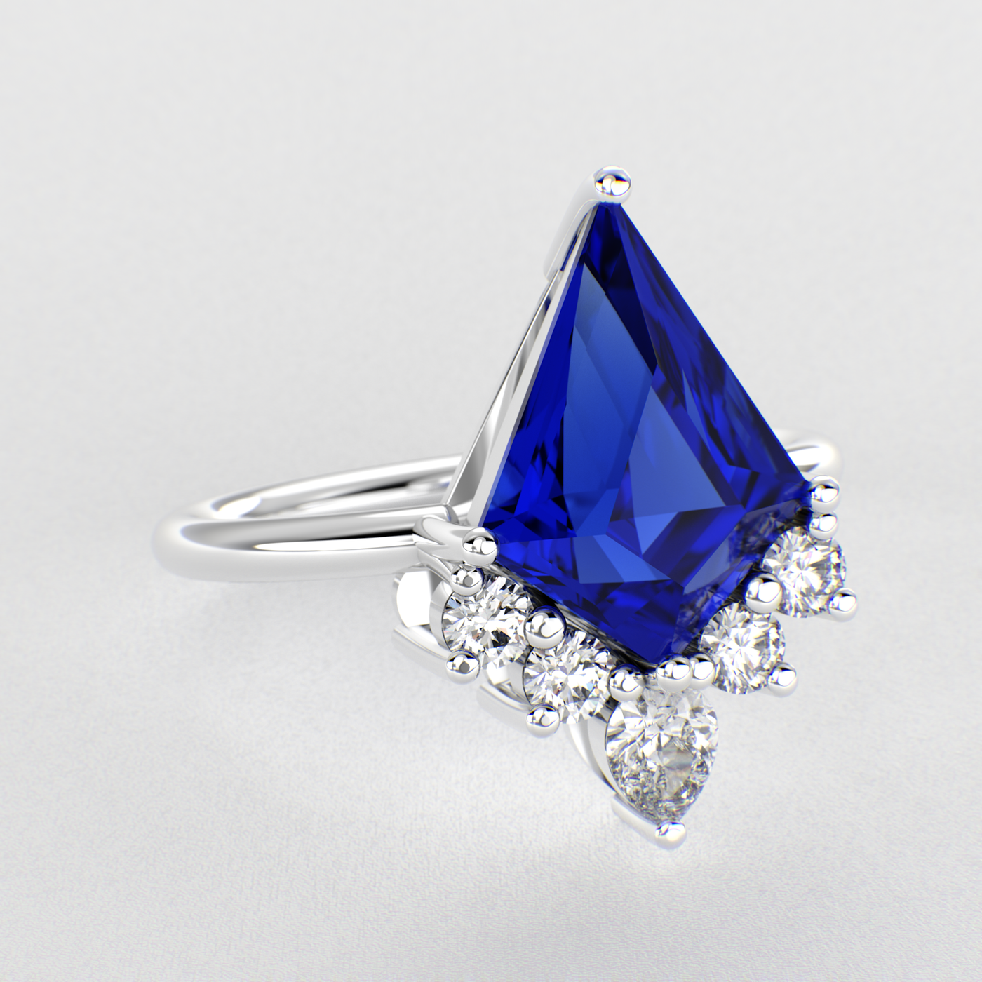 Blue Sapphire Kite-Shaped Ring | Perfect Engagement or Valentine’s Gift for Her