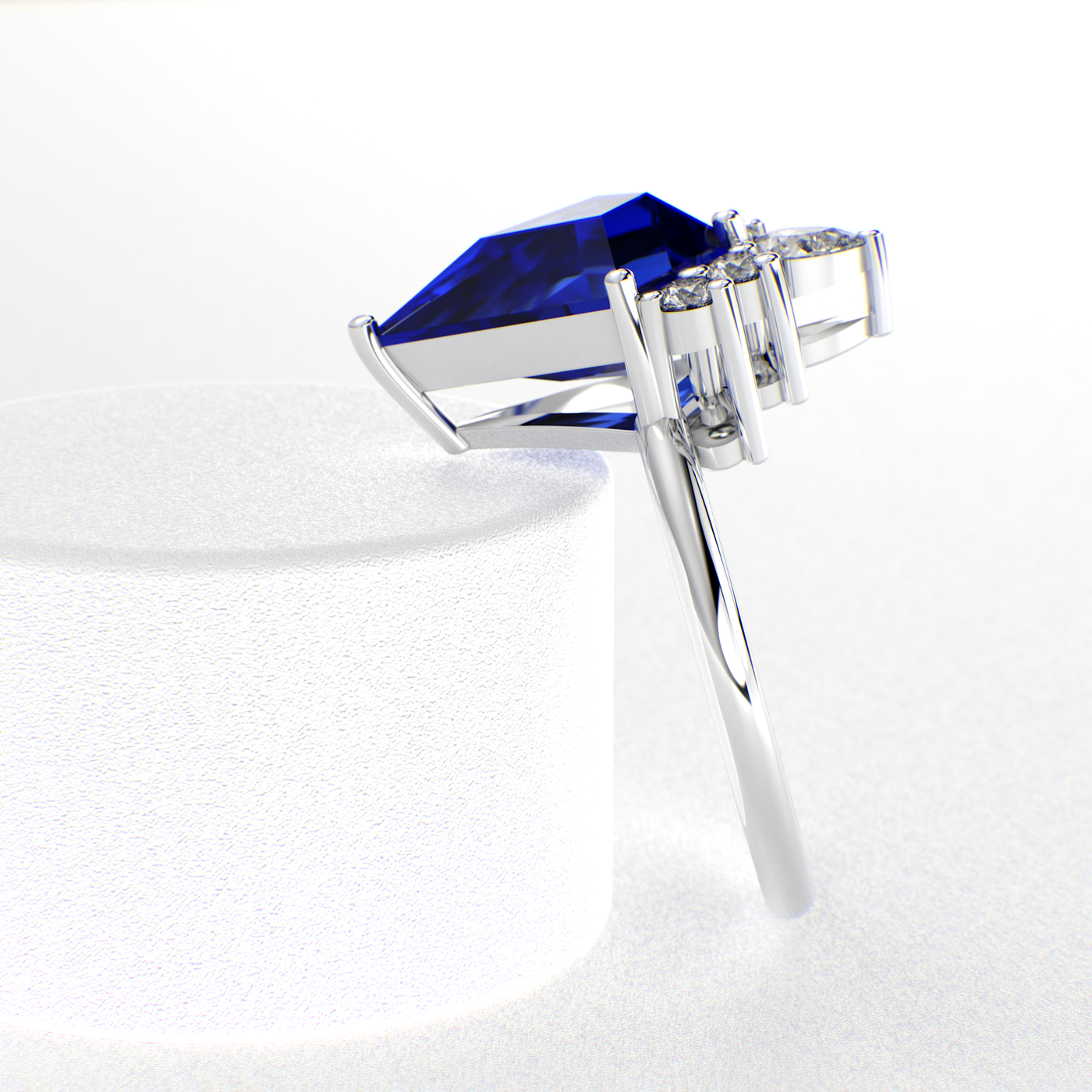 Blue Sapphire Kite-Shaped Ring | Perfect Engagement or Valentine’s Gift for Her