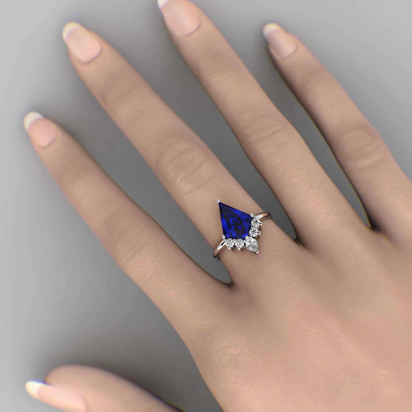 Blue Sapphire Kite-Shaped Ring | Perfect Engagement or Valentine’s Gift for Her