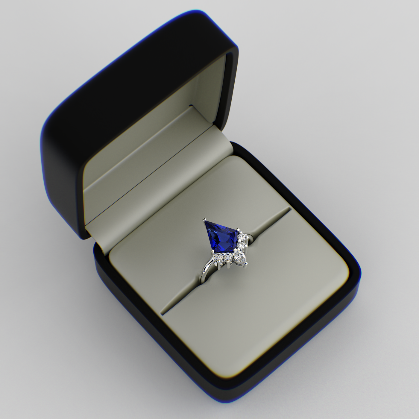 Blue Sapphire Kite-Shaped Ring | Perfect Engagement or Valentine’s Gift for Her