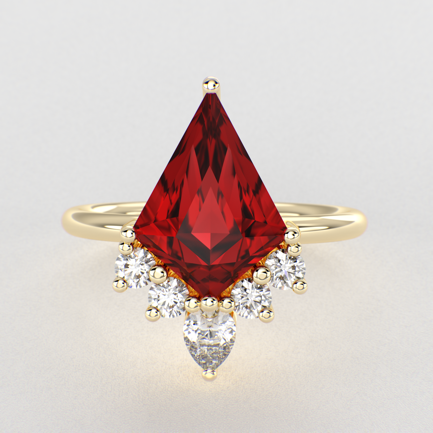 Unique Kite-Shaped Lab Ruby Ring | Perfect Engagement or Valentine’s Gift for Her