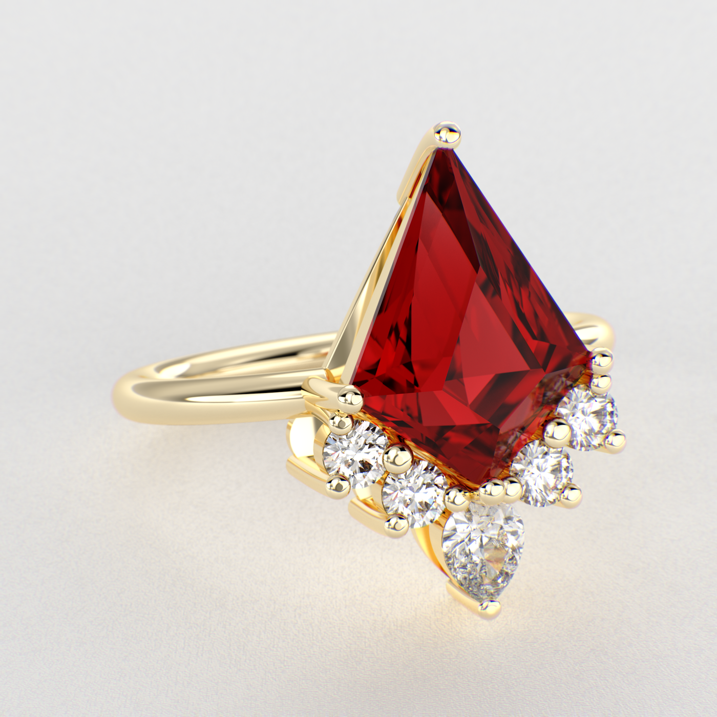 Unique Kite-Shaped Lab Ruby Ring | Perfect Engagement or Valentine’s Gift for Her