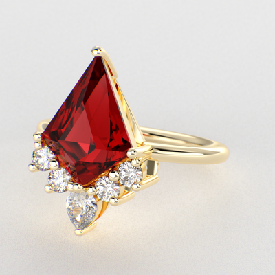 Unique Kite-Shaped Lab Ruby Ring | Perfect Engagement or Valentine’s Gift for Her