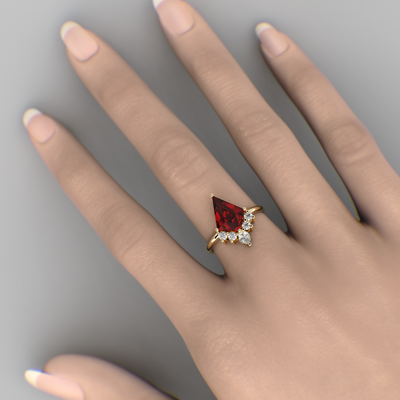 Unique Kite-Shaped Lab Ruby Ring | Perfect Engagement or Valentine’s Gift for Her