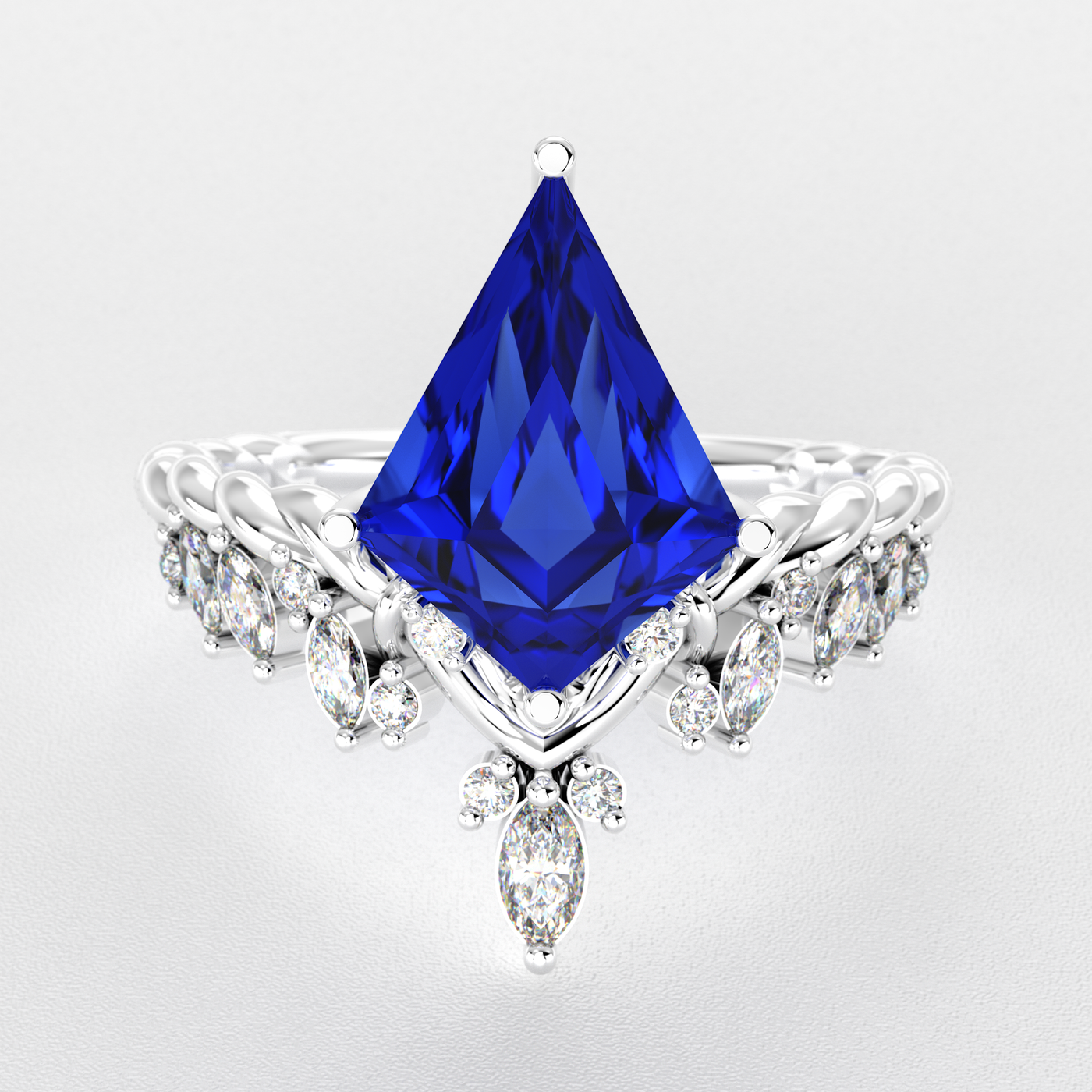 Blue Sapphire Kite Shape Ring | A Stunning Choice for Engagement or Romance