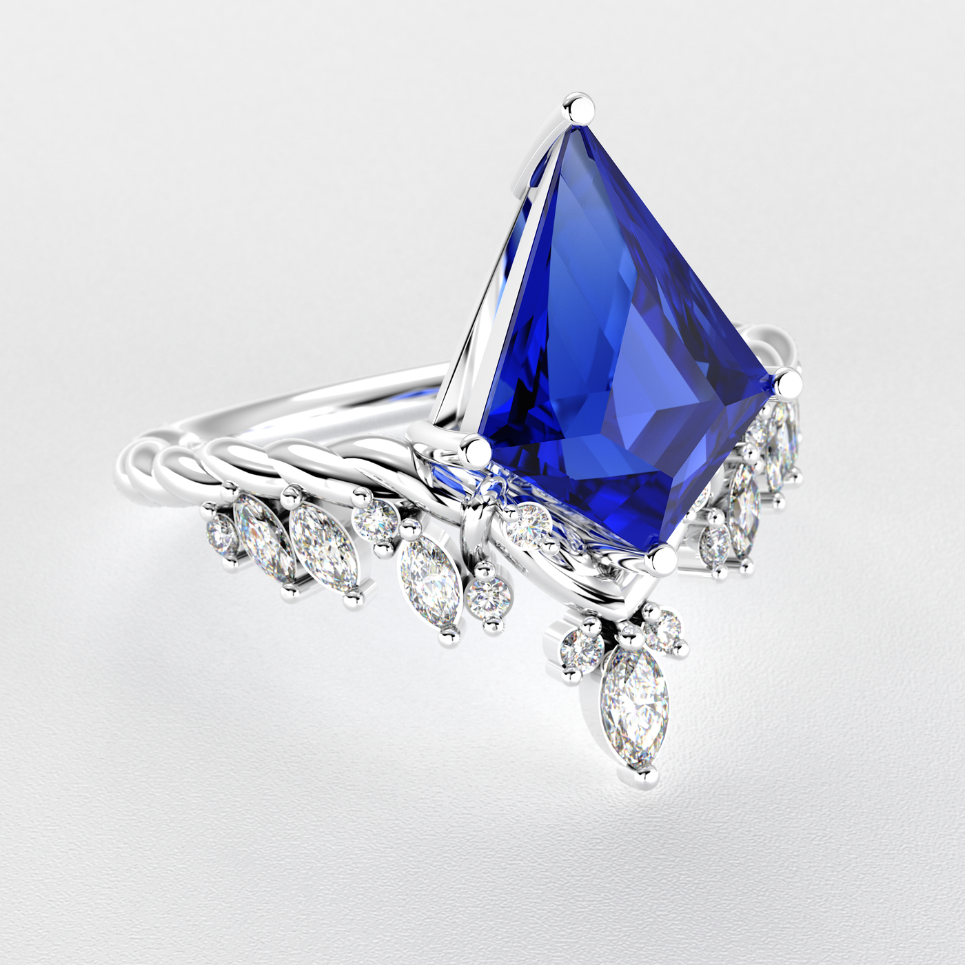 Blue Sapphire Kite Shape Ring | A Stunning Choice for Engagement or Romance